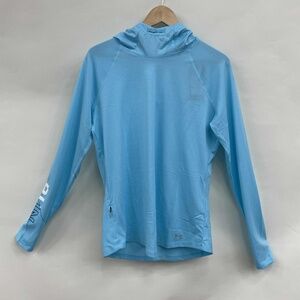 NWT Under Armour Aqua Blue Hooded Performance Shirt‎ HeatGear Large